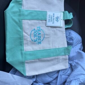 Trader Joe’s Green & Cream Canvas Tote Bag